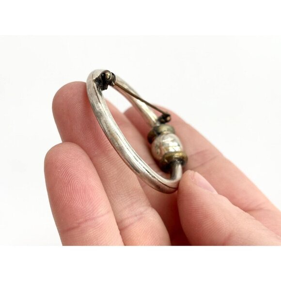 Dual Toned Gold & Sterling Silver Vintage Circular Shaped Minimalist Brooch Pin - Picture 10 of 10